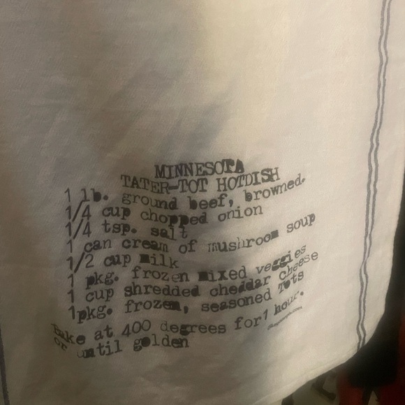 Vintage Minnesota Iconic Tater-Tot Hotdish Recipe Monogrammed Flour Sack Towel - Picture 5 of 9